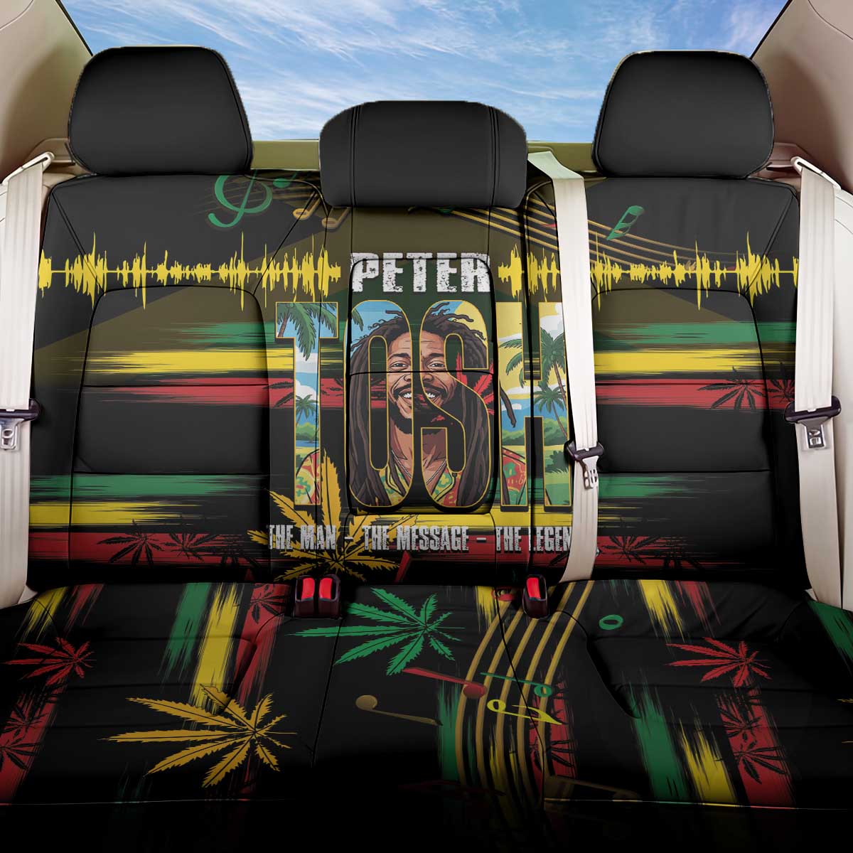 Jamaica Reggae Legend Tosh Back Car Seat Cover Cannabis Pattern - African Pride