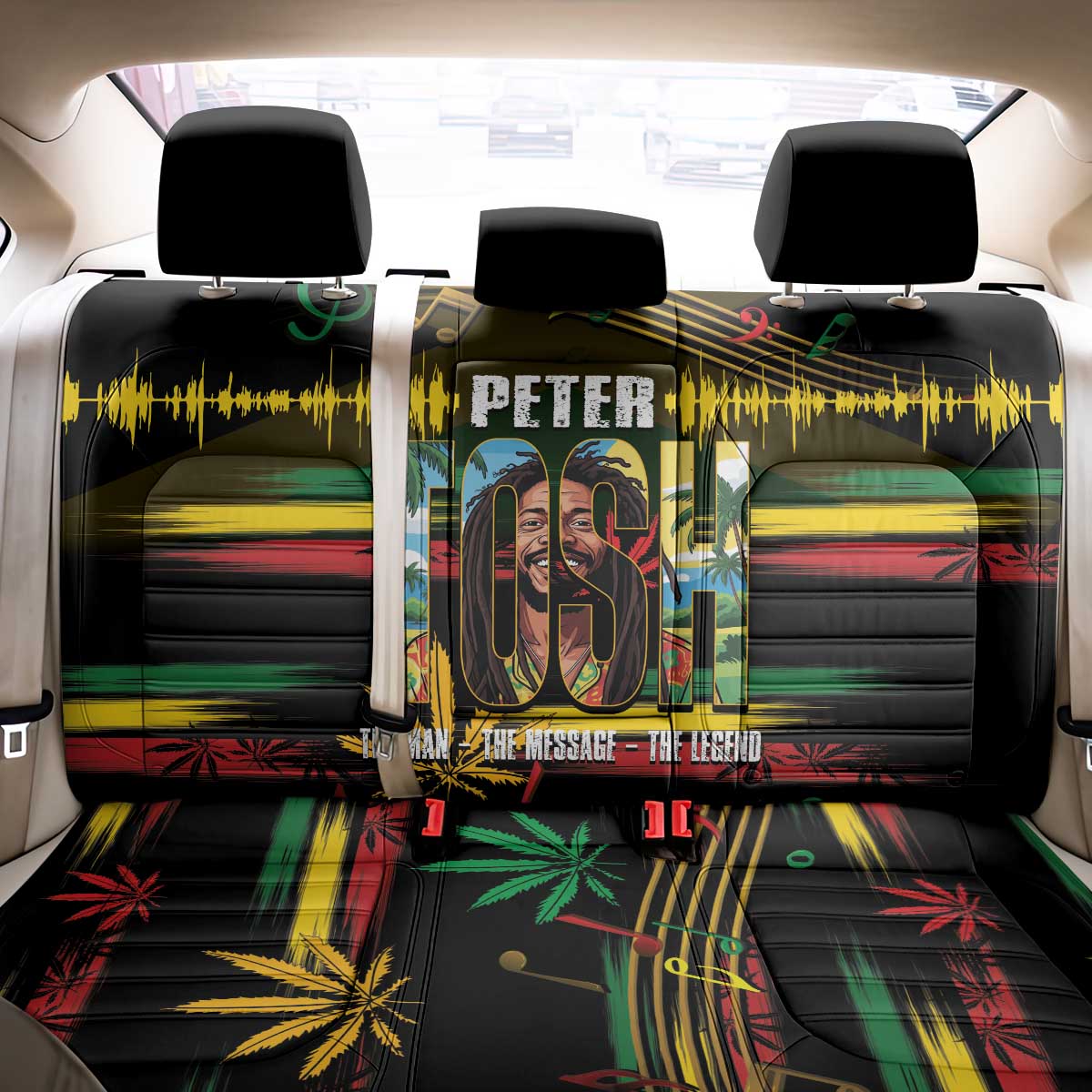 Jamaica Reggae Legend Tosh Back Car Seat Cover Cannabis Pattern - African Pride