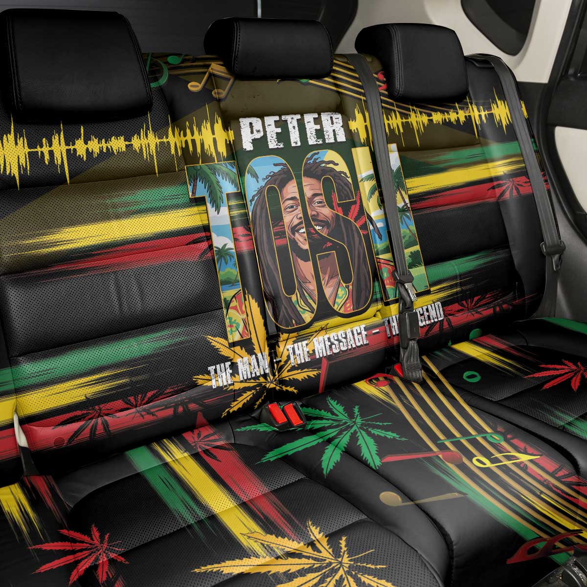 Jamaica Reggae Legend Tosh Back Car Seat Cover Cannabis Pattern - African Pride
