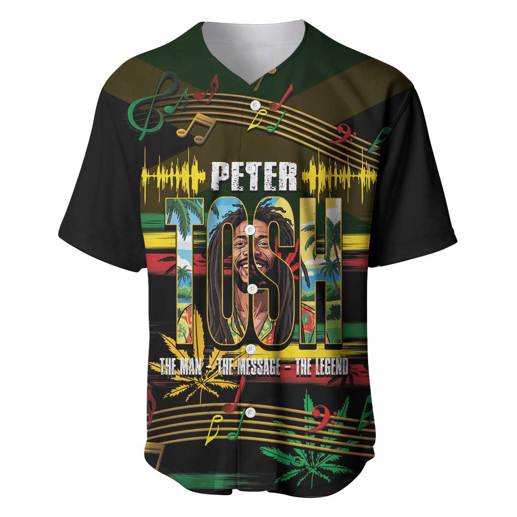 Jamaica Reggae Legend Tosh Baseball Jersey Cannabis Pattern - African Pride