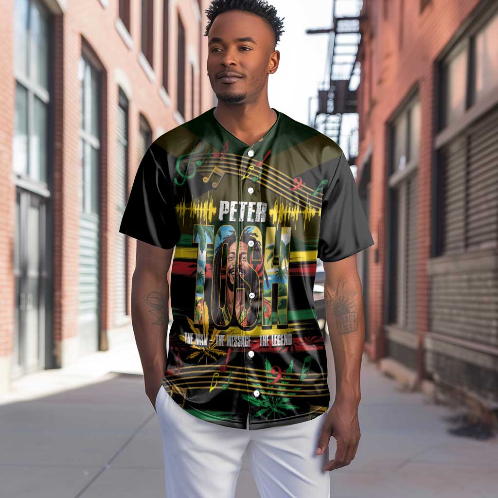 Jamaica Reggae Legend Tosh Baseball Jersey Cannabis Pattern - African Pride