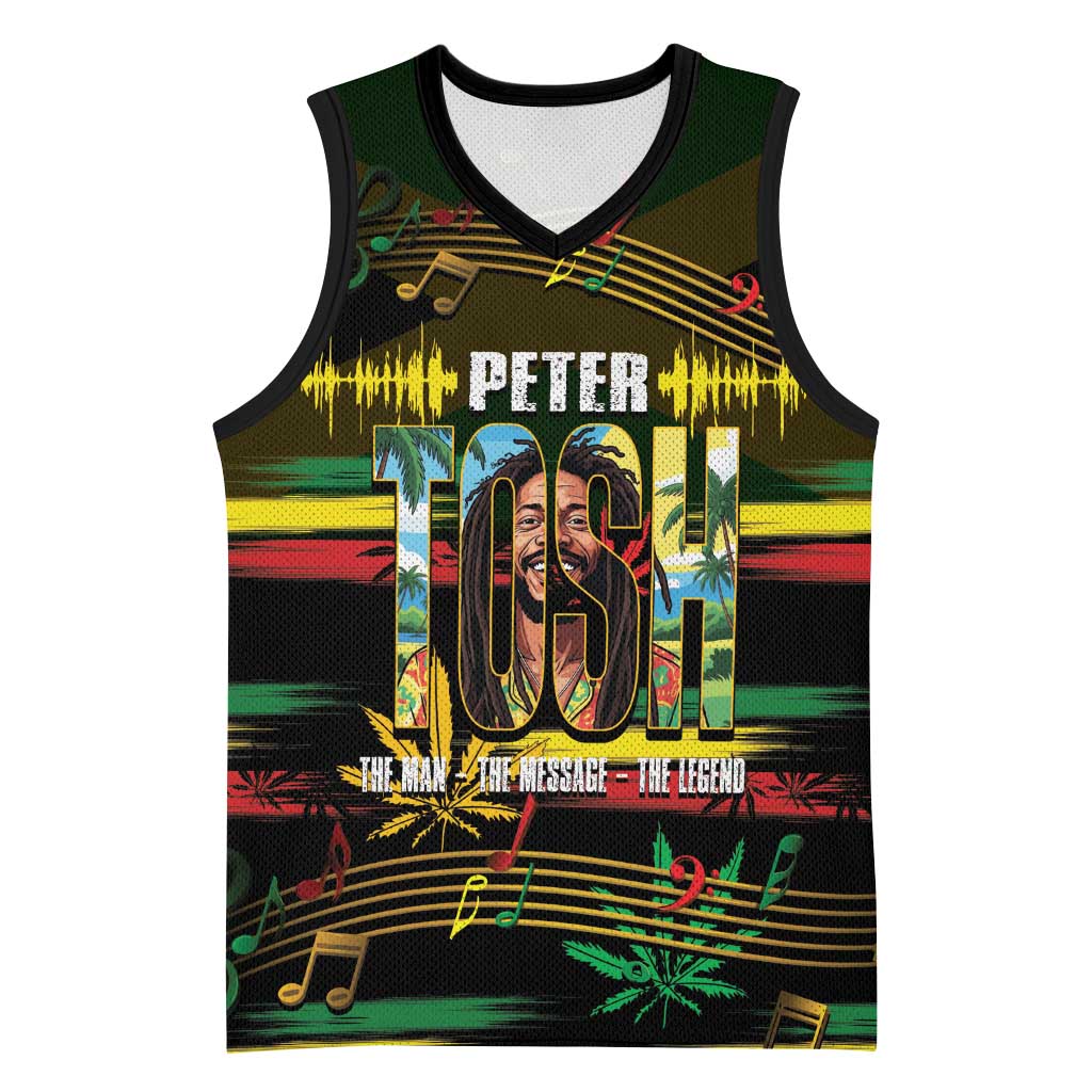Jamaica Reggae Legend Tosh Basketball Jersey Cannabis Pattern - African Pride