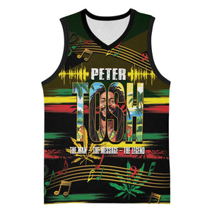 Jamaica Reggae Legend Tosh Basketball Jersey Cannabis Pattern - African Pride