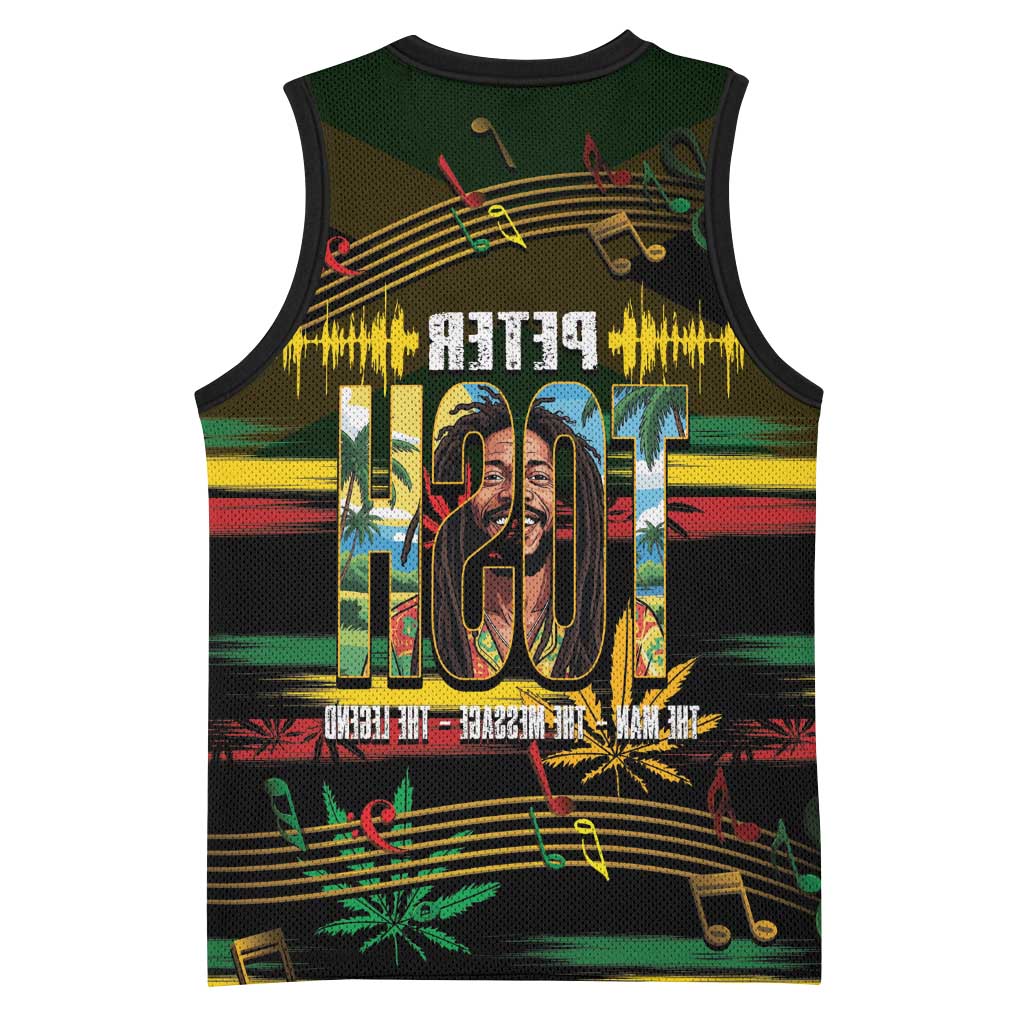 Jamaica Reggae Legend Tosh Basketball Jersey Cannabis Pattern - African Pride