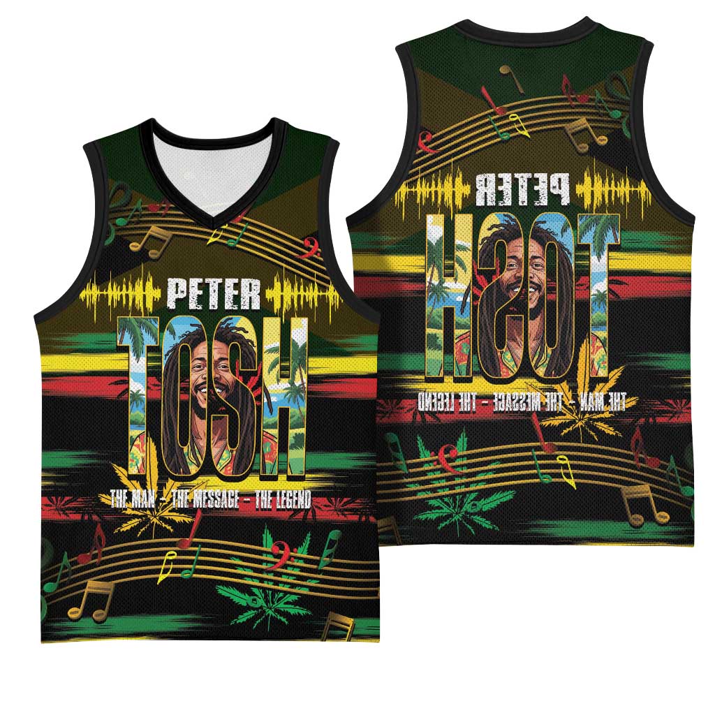 Jamaica Reggae Legend Tosh Basketball Jersey Cannabis Pattern - African Pride
