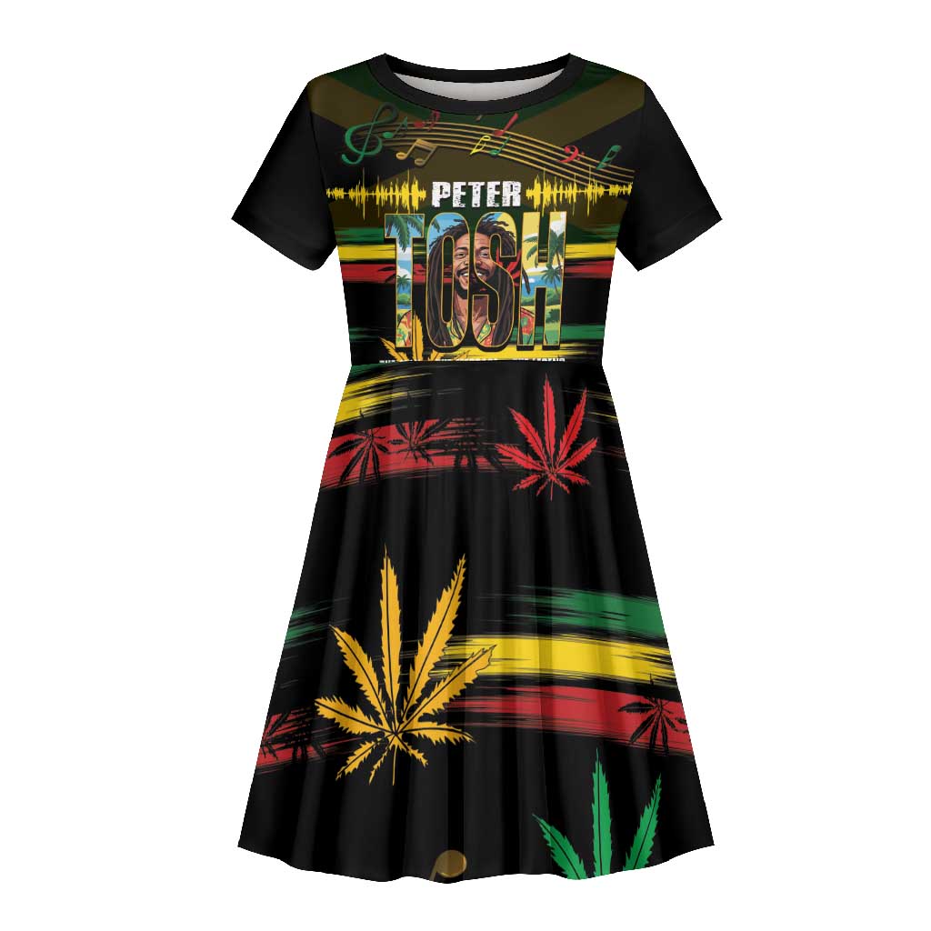Jamaica Reggae Legend Tosh Kid Short Sleeve Dress Cannabis Pattern - African Pride