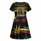 Jamaica Reggae Legend Tosh Kid Short Sleeve Dress Cannabis Pattern - African Pride