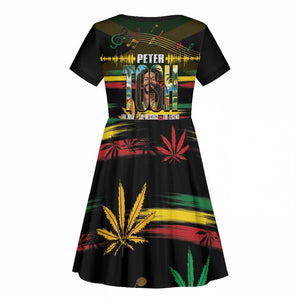 Jamaica Reggae Legend Tosh Kid Short Sleeve Dress Cannabis Pattern - African Pride