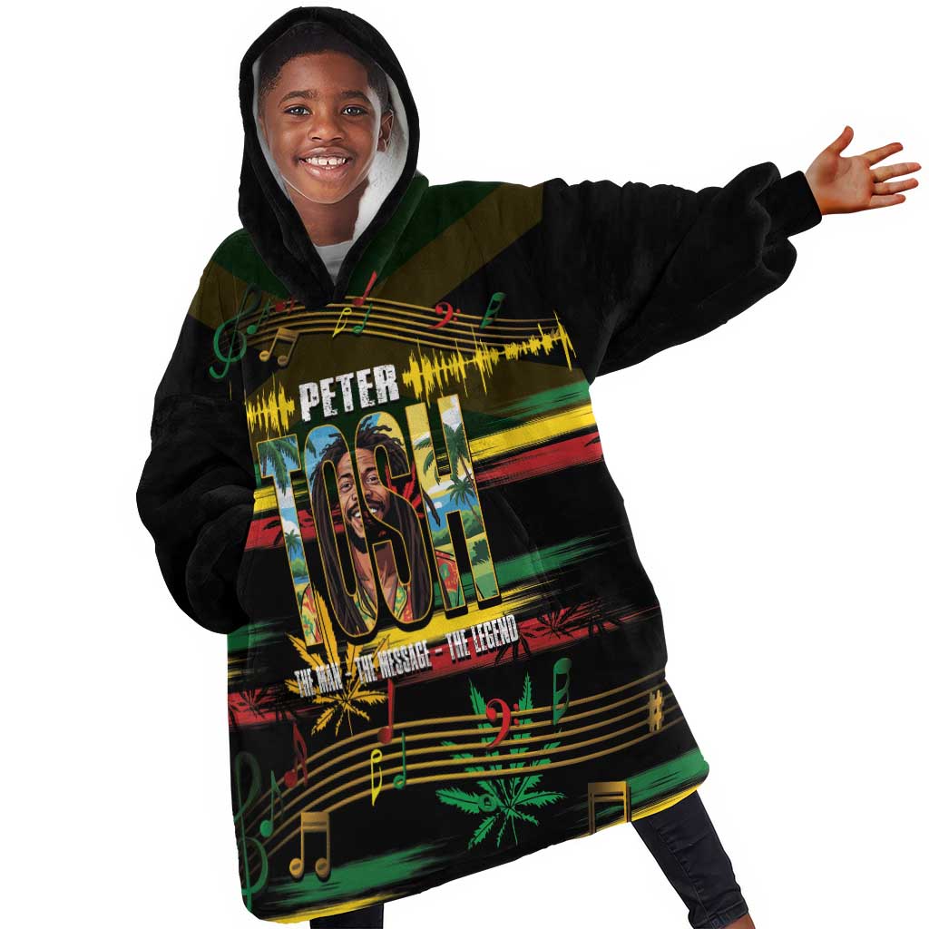 Jamaica Reggae Legend Tosh Kid Wearable Blanket Hoodie Cannabis Pattern - African Pride