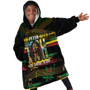 Jamaica Reggae Legend Tosh Kid Wearable Blanket Hoodie Cannabis Pattern - African Pride