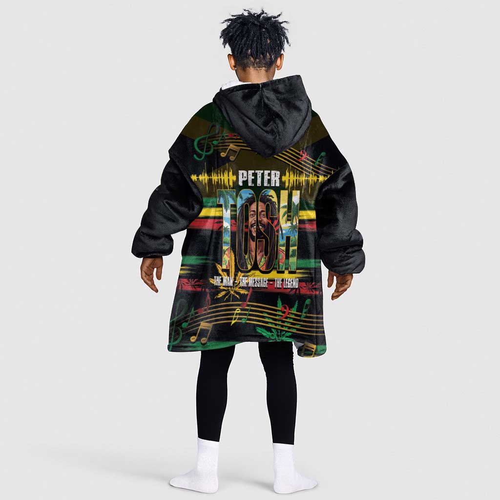 Jamaica Reggae Legend Tosh Kid Wearable Blanket Hoodie Cannabis Pattern - African Pride