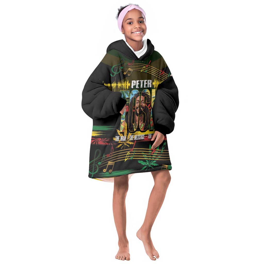 Jamaica Reggae Legend Tosh Kid Wearable Blanket Hoodie Cannabis Pattern - African Pride