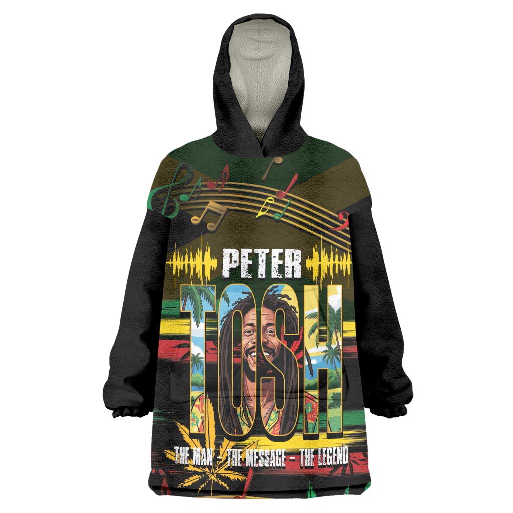 Jamaica Reggae Legend Tosh Kid Wearable Blanket Hoodie Cannabis Pattern - African Pride