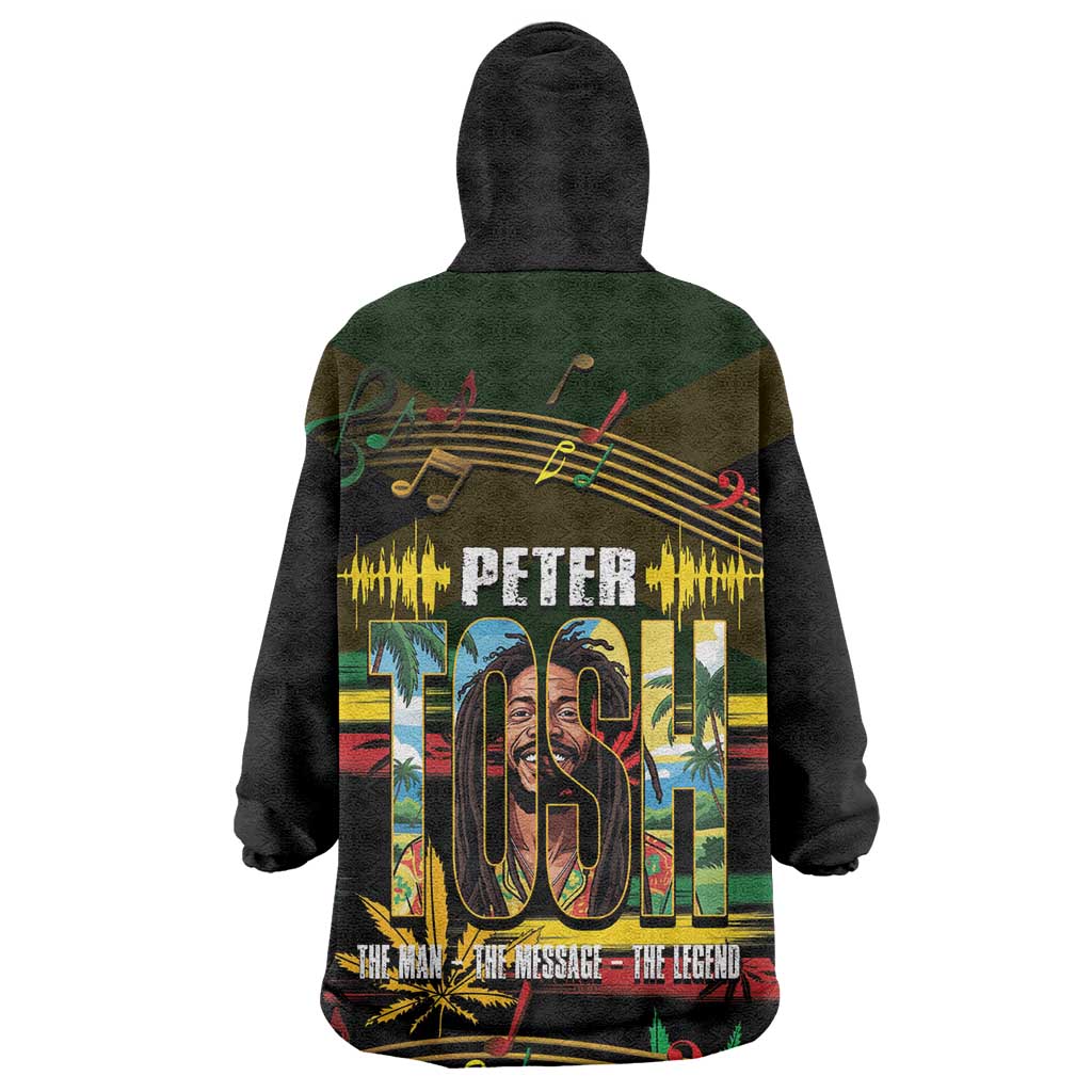 Jamaica Reggae Legend Tosh Kid Wearable Blanket Hoodie Cannabis Pattern - African Pride