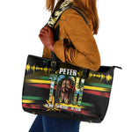 Jamaica Reggae Legend Tosh Leather Tote Bag Cannabis Pattern - African Pride