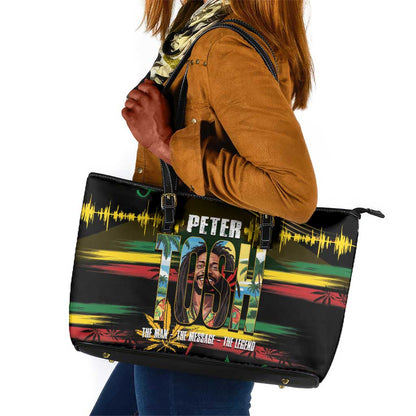 Jamaica Reggae Legend Tosh Leather Tote Bag Cannabis Pattern - African Pride
