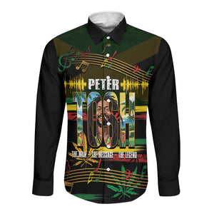 Jamaica Reggae Legend Tosh Long Sleeve Button Shirt Cannabis Pattern - African Pride