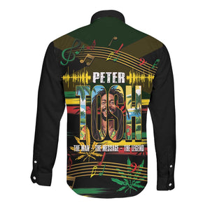 Jamaica Reggae Legend Tosh Long Sleeve Button Shirt Cannabis Pattern - African Pride