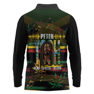 Jamaica Reggae Legend Tosh Long Sleeve Polo Shirt Cannabis Pattern - African Pride