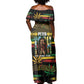 Jamaica Reggae Legend Tosh Off Shoulder Maxi Dress Cannabis Pattern - African Pride