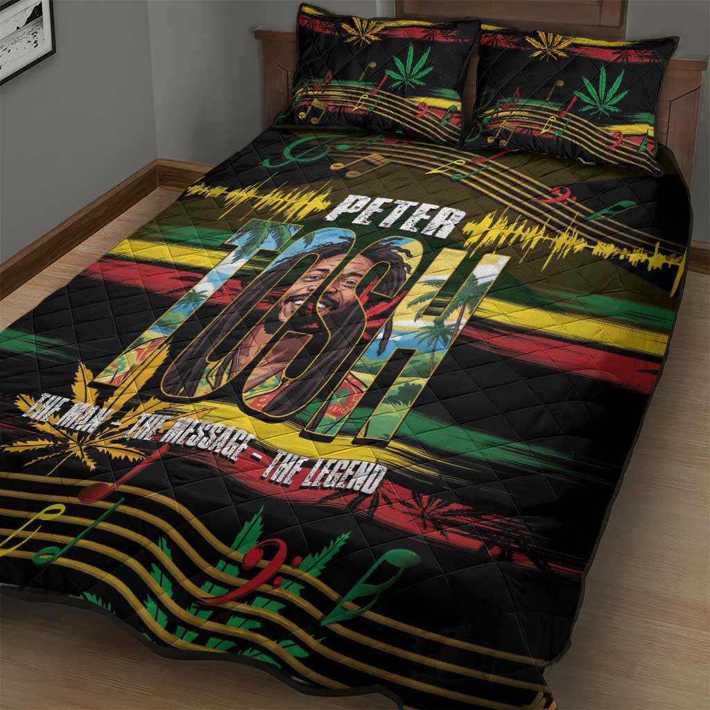 Jamaica Reggae Legend Tosh Quilt Bed Set Cannabis Pattern - African Pride
