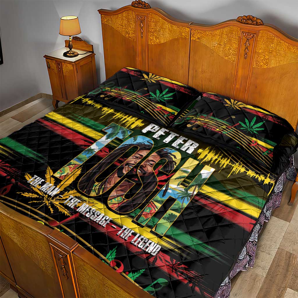 Jamaica Reggae Legend Tosh Quilt Bed Set Cannabis Pattern - African Pride