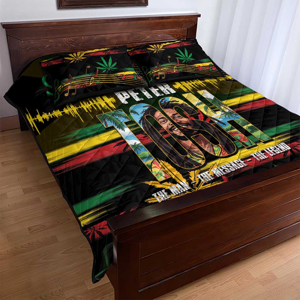 Jamaica Reggae Legend Tosh Quilt Bed Set Cannabis Pattern - African Pride