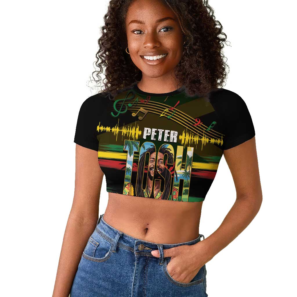 Jamaica Reggae Legend Tosh Raglan Cropped T shirt Cannabis Pattern - African Pride
