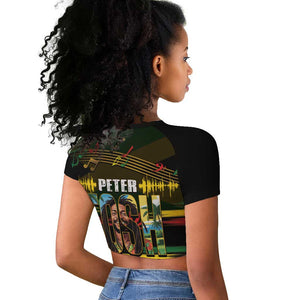 Jamaica Reggae Legend Tosh Raglan Cropped T shirt Cannabis Pattern - African Pride