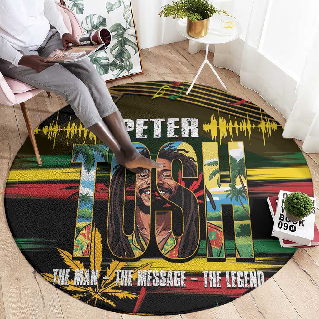 Jamaica Reggae Legend Tosh Round Carpet Cannabis Pattern - African Pride