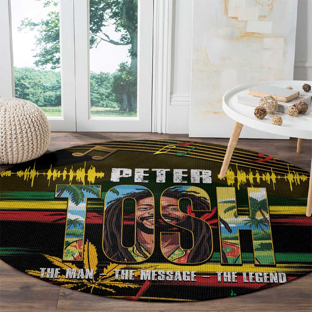 Jamaica Reggae Legend Tosh Round Carpet Cannabis Pattern - African Pride