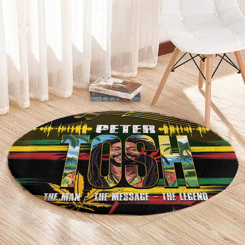 Jamaica Reggae Legend Tosh Round Carpet Cannabis Pattern - African Pride