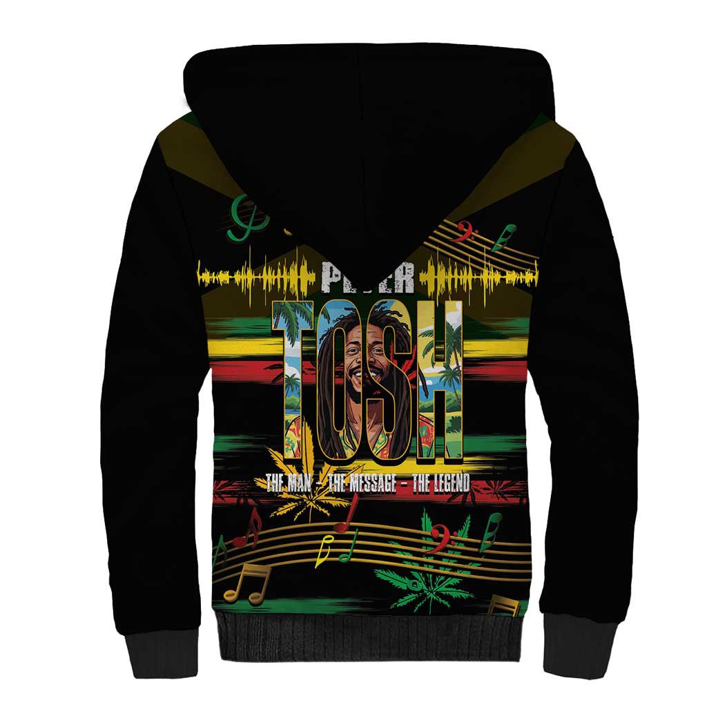 Jamaica Reggae Legend Tosh Sherpa Hoodie Cannabis Pattern - African Pride