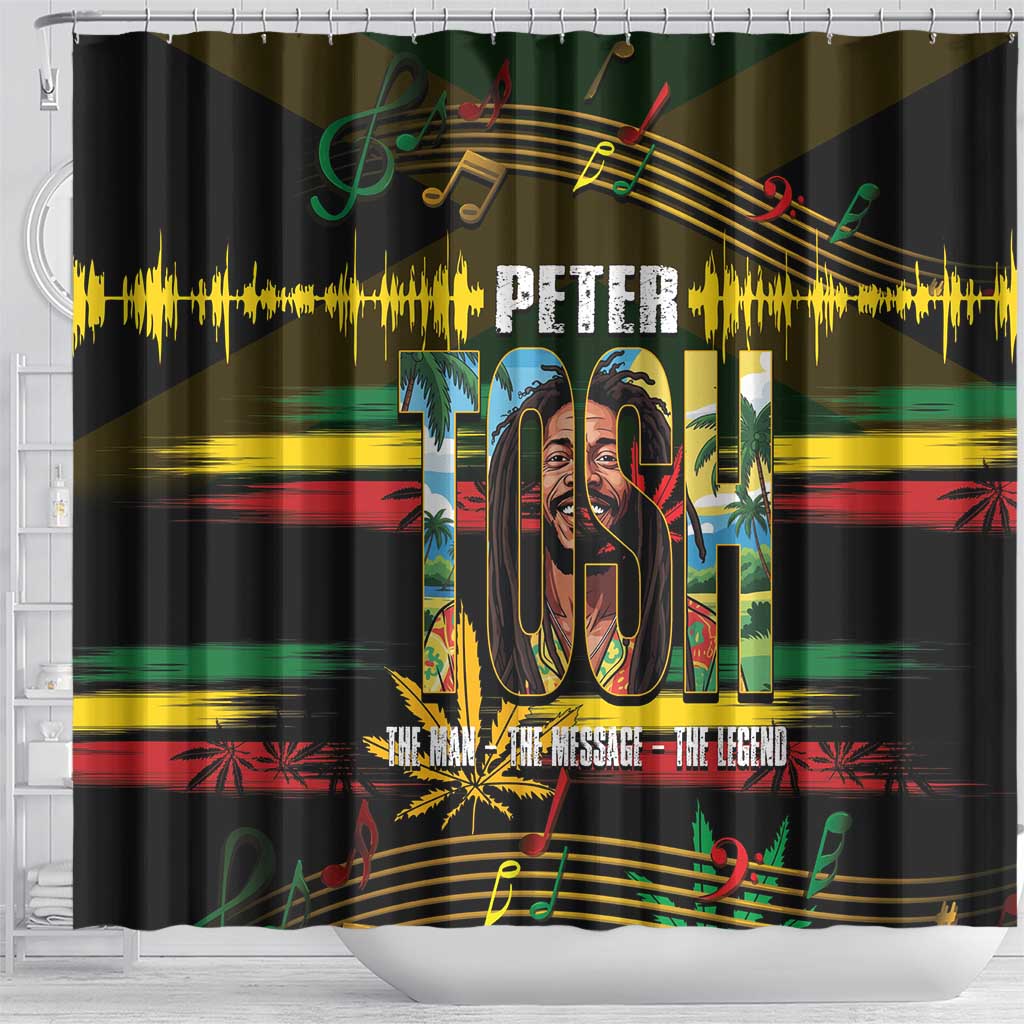 Jamaica Reggae Legend Tosh Shower Curtain Cannabis Pattern - African Pride