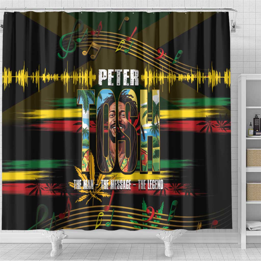 Jamaica Reggae Legend Tosh Shower Curtain Cannabis Pattern - African Pride
