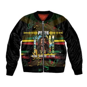 Jamaica Reggae Legend Tosh Sleeve Zip Bomber Jacket Cannabis Pattern - African Pride