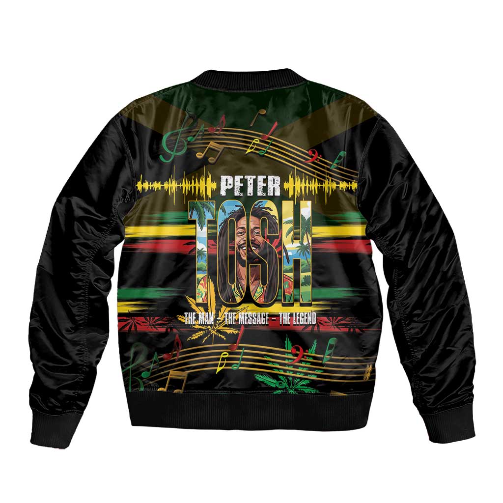 Jamaica Reggae Legend Tosh Sleeve Zip Bomber Jacket Cannabis Pattern - African Pride