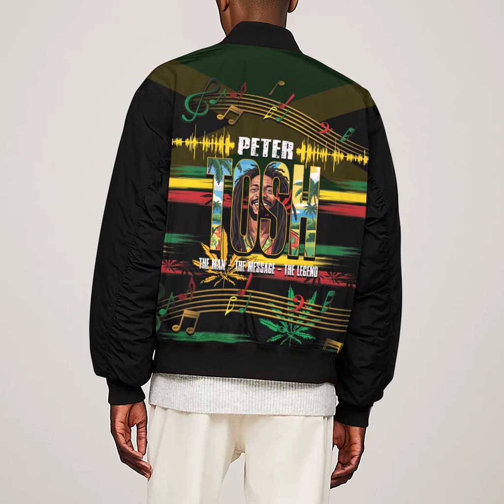 Jamaica Reggae Legend Tosh Sleeve Zip Bomber Jacket Cannabis Pattern - African Pride