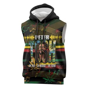 Jamaica Reggae Legend Tosh Sleeveless Hoodie Cannabis Pattern - African Pride