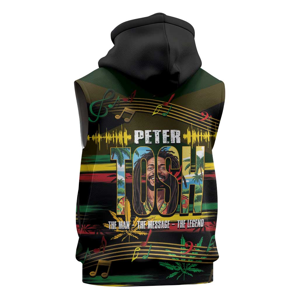 Jamaica Reggae Legend Tosh Sleeveless Hoodie Cannabis Pattern - African Pride
