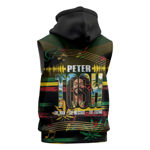 Jamaica Reggae Legend Tosh Sleeveless Hoodie Cannabis Pattern - African Pride