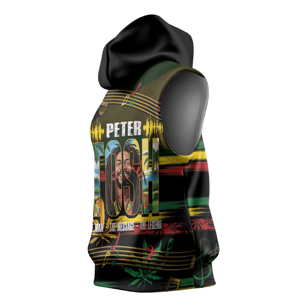 Jamaica Reggae Legend Tosh Sleeveless Hoodie Cannabis Pattern - African Pride
