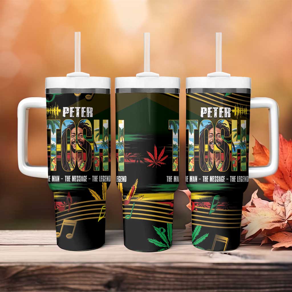 Jamaica Reggae Legend Tosh Tumbler With Handle Cannabis Pattern - African Pride