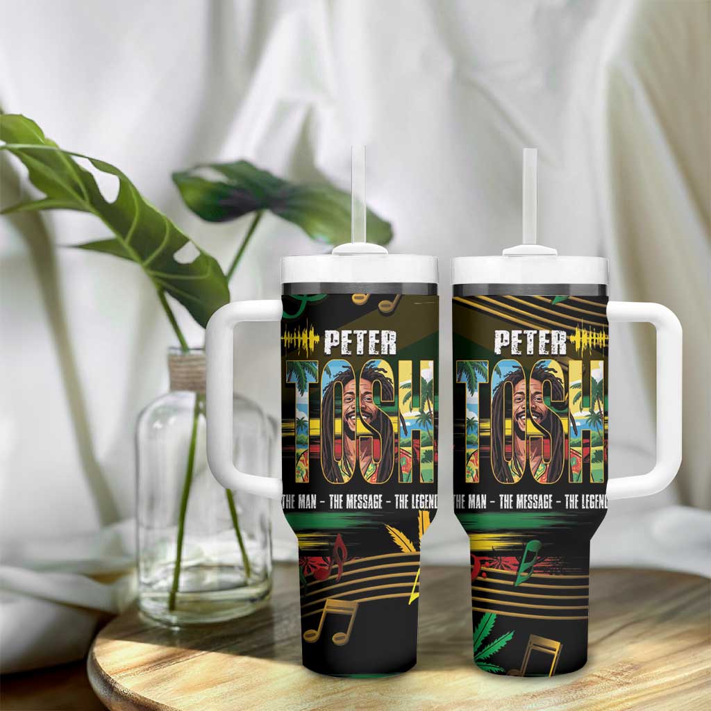 Jamaica Reggae Legend Tosh Tumbler With Handle Cannabis Pattern - African Pride