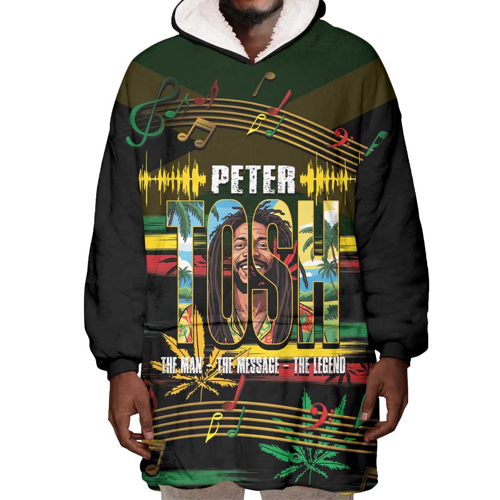 Jamaica Reggae Legend Tosh Wearable Blanket Hoodie Cannabis Pattern - African Pride