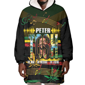 Jamaica Reggae Legend Tosh Wearable Blanket Hoodie Cannabis Pattern - African Pride