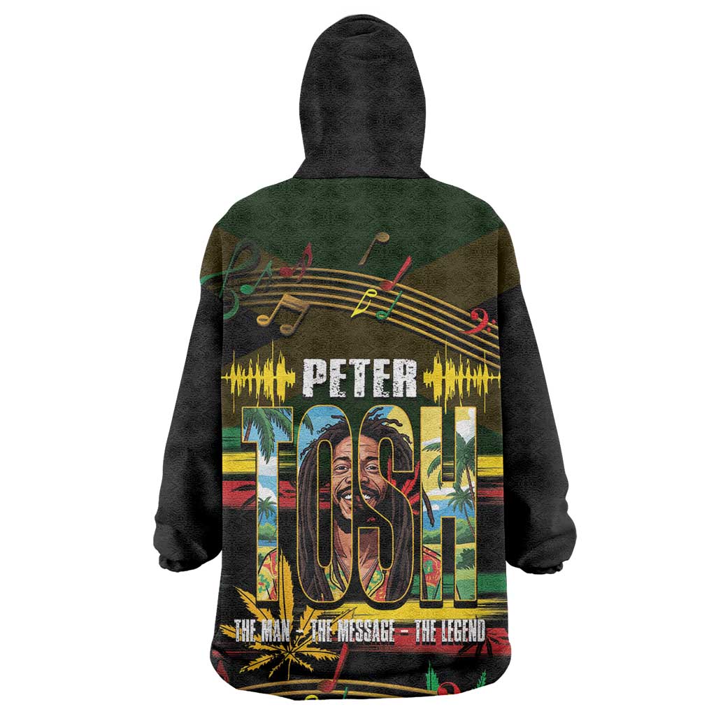 Jamaica Reggae Legend Tosh Wearable Blanket Hoodie Cannabis Pattern - African Pride