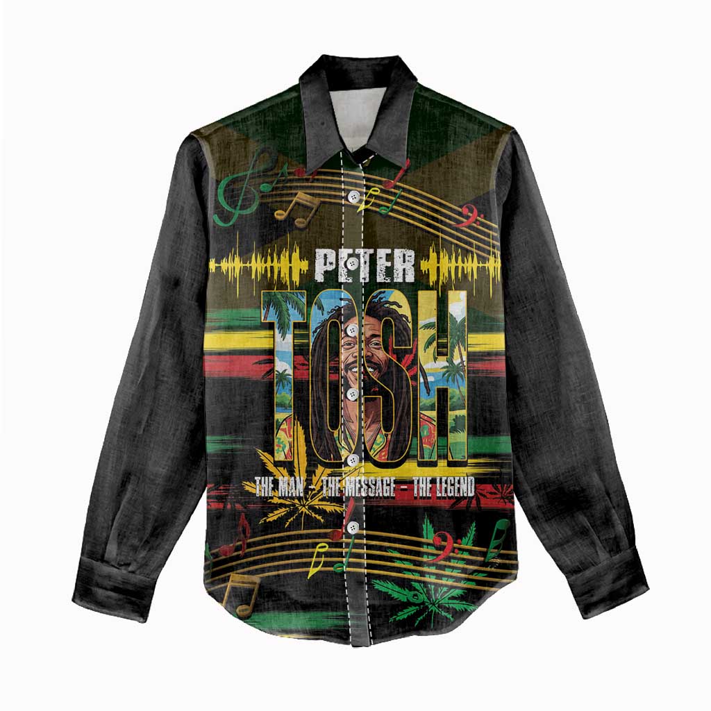 Jamaica Reggae Legend Tosh Women Casual Shirt Cannabis Pattern - African Pride