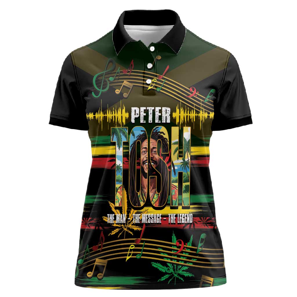 Jamaica Reggae Legend Tosh Women Polo Shirt Cannabis Pattern - African Pride