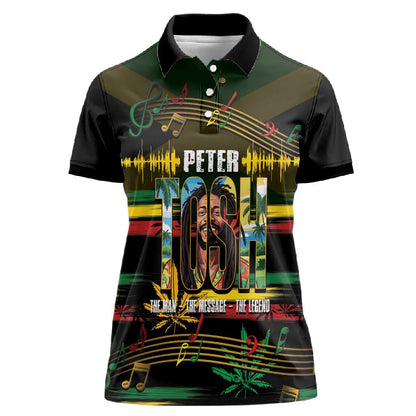 Jamaica Reggae Legend Tosh Women Polo Shirt Cannabis Pattern - African Pride